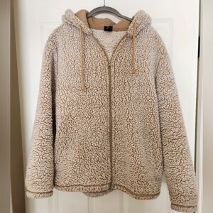 Pac Sun Cozy Tan Sherpa Hoodie, Size Small